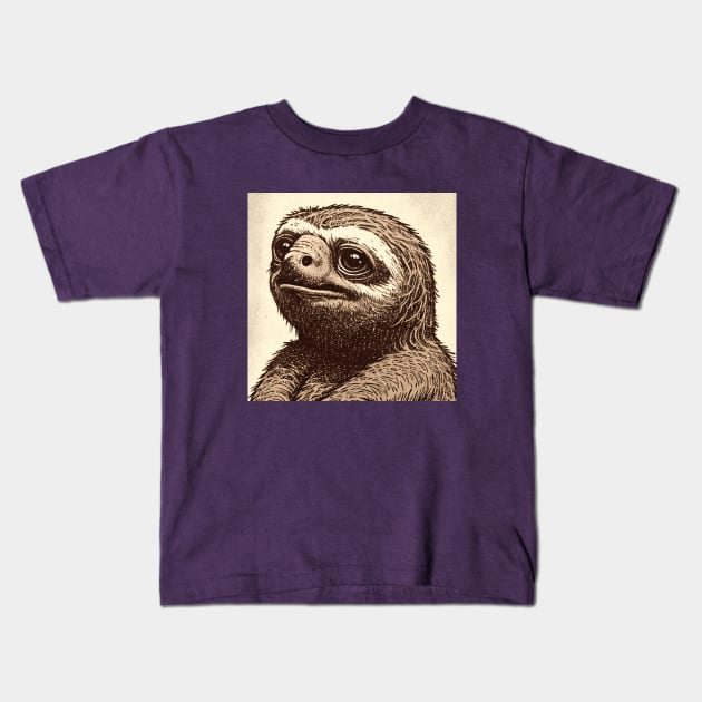 Old Fashioned Sloth Kids T-Shirt by Star Scrunch